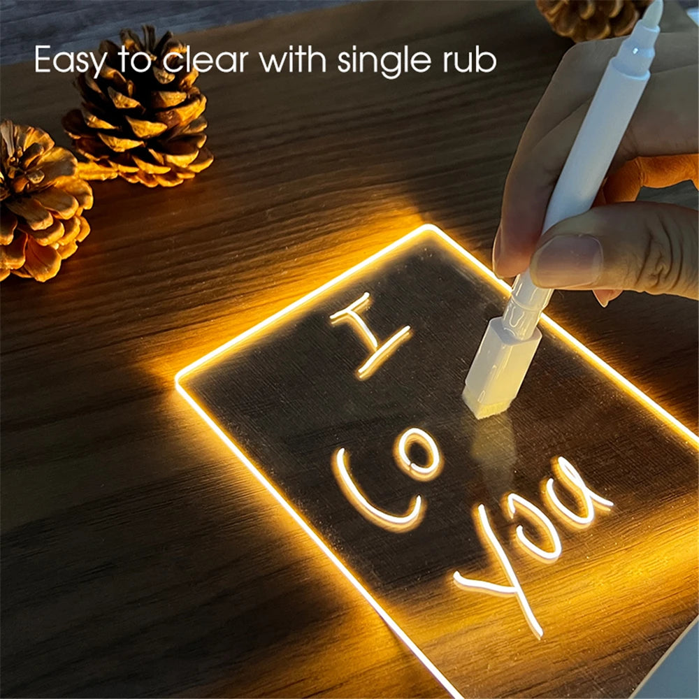 LED Acrylic Message Board – USB-Powered Warm White Light