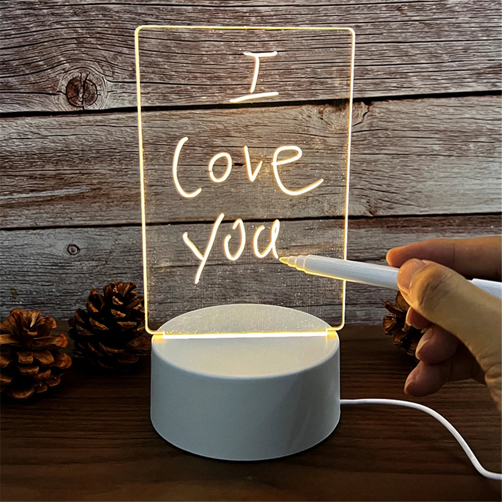LED Acrylic Message Board – USB-Powered Warm White Light