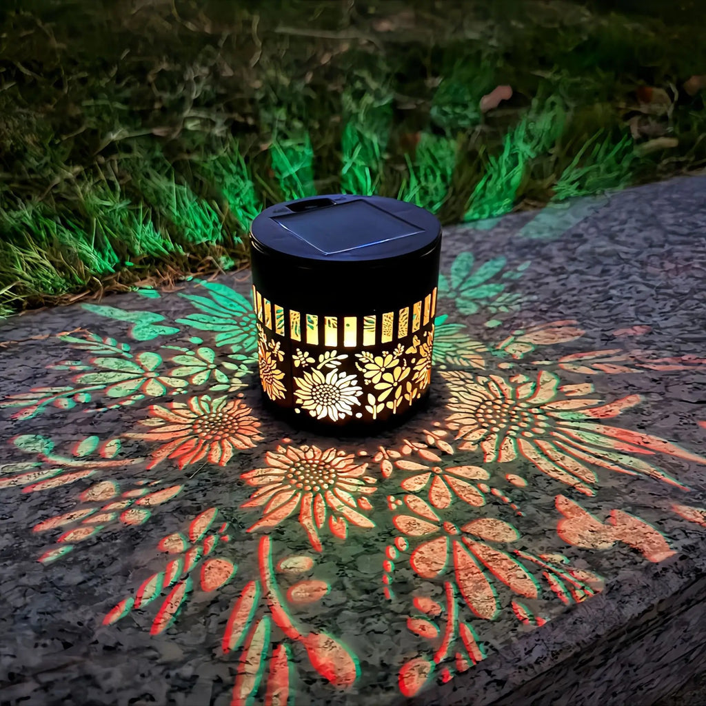 Solar Mandala Sonnenblumen Projektor Wandleuchte Außen Garten Dekoration Landschaftslicht für Terrasse Garten Anwesen Veranda Hof