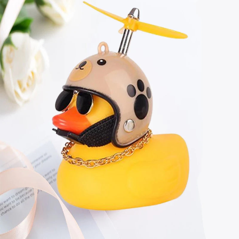 Hot Car Cute Little Pink Duck With Helmet Propeller Wind-breaking Wave-breaking Pink Bike Motorc Riding Auto Internal Decoration