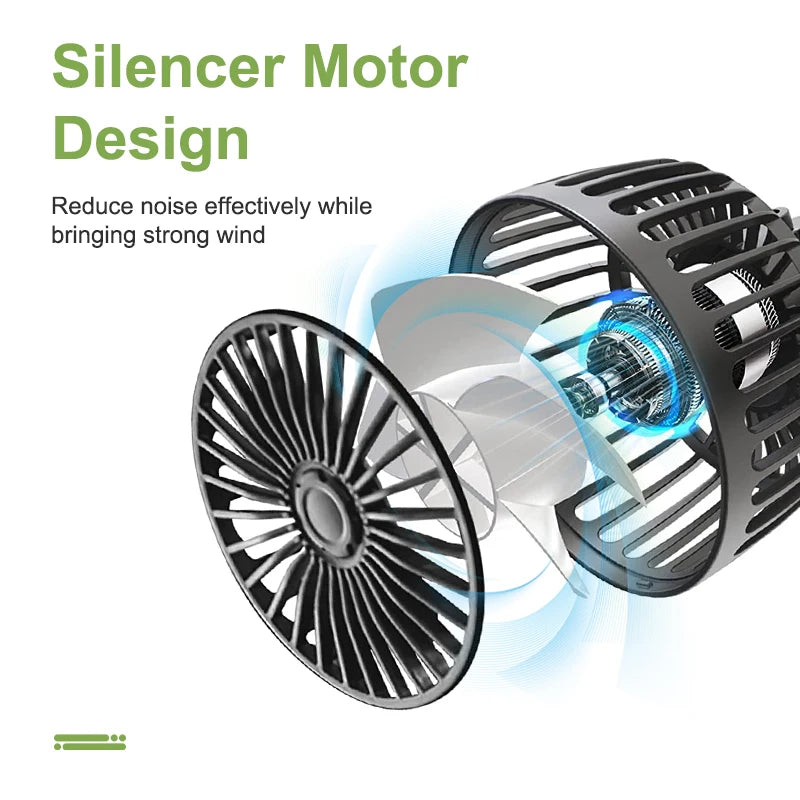 Dual-Head Car Backseat Fan with 3 Speeds