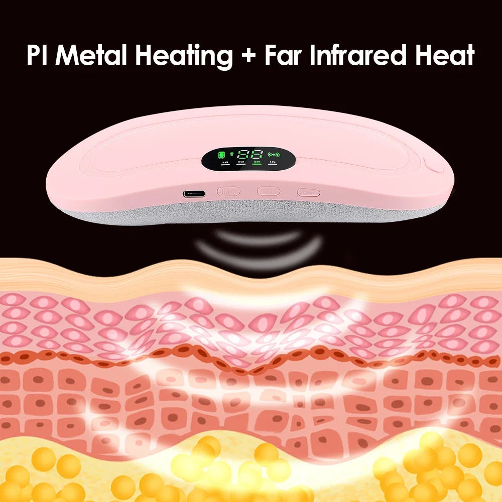 Electric Heating Massage Belt – Vibrating Period Cramp Relief & Waist Warmer, CE Certified, USB Rechargeable