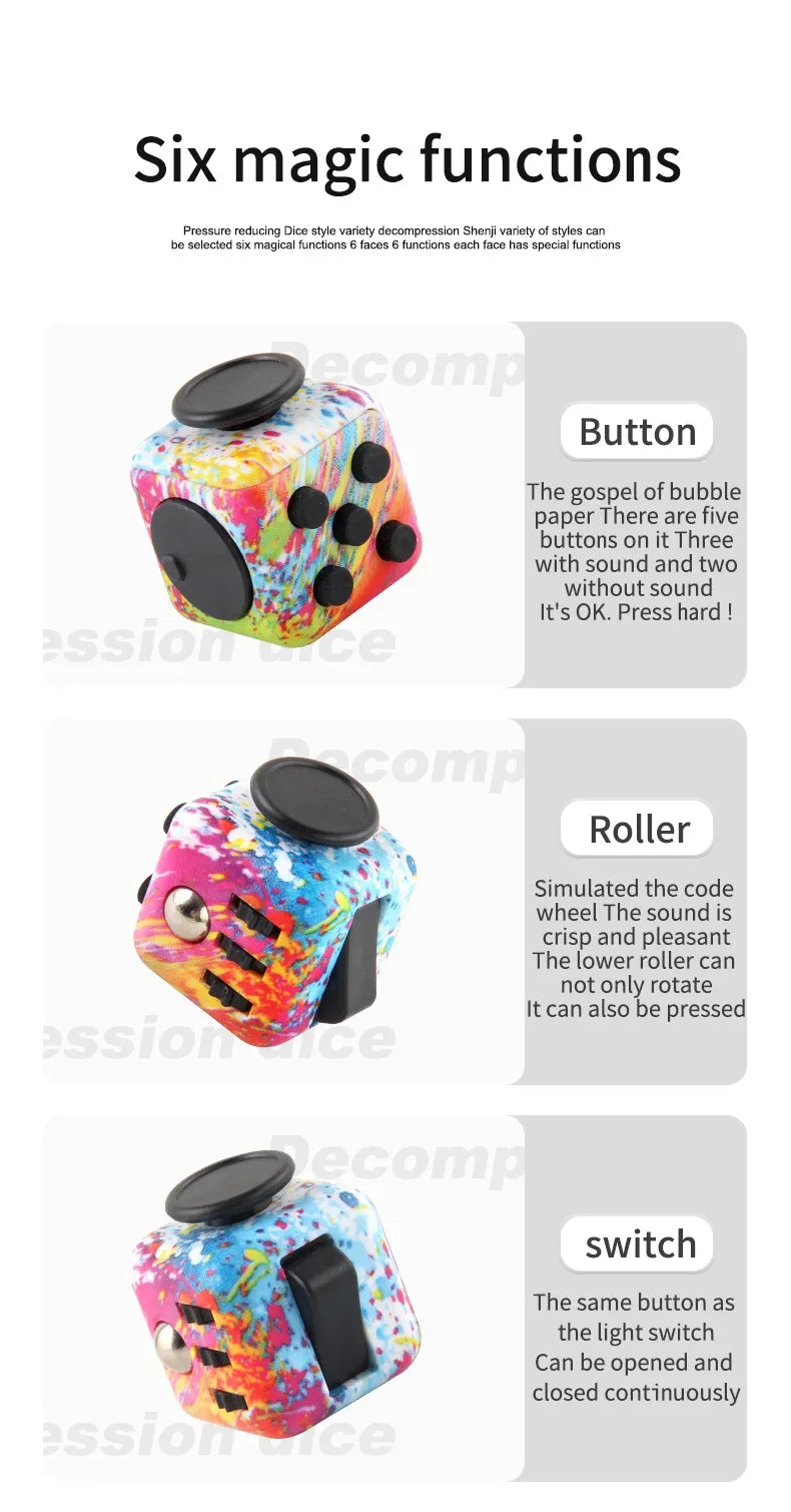 Solid Color Fidget Decompression Dice for Release Stress Autism Anxiety Relieve Adult Kids Stress Relief Anti-Stress Fingertip