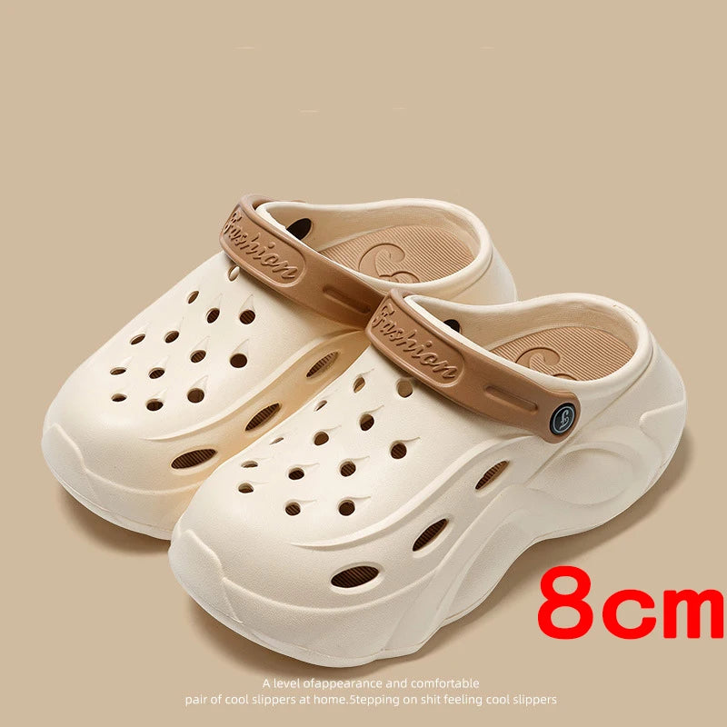 Luxus DIY Perlenkette Rutschfeste Clogs Damen Sommer 2026 Komfort Plateau Slip On Sandalen EVA Dicke Sohle Outdoor Hausschuhe