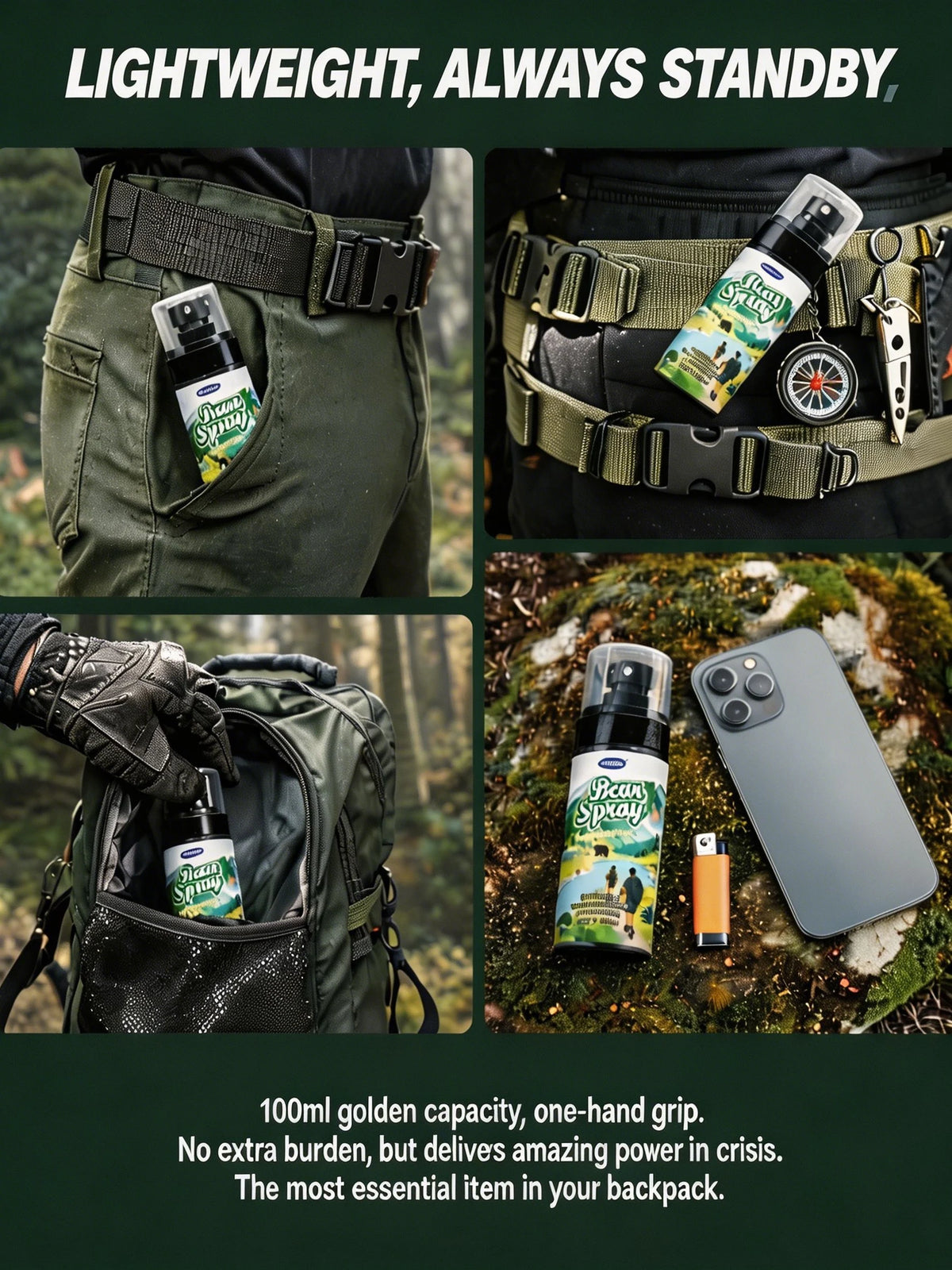 Wildlife Repellent Pepper Spray – 100ml Bear & Dog Deterrent, Safety Lock, Non-Lethal, Camping & Hiking Gear