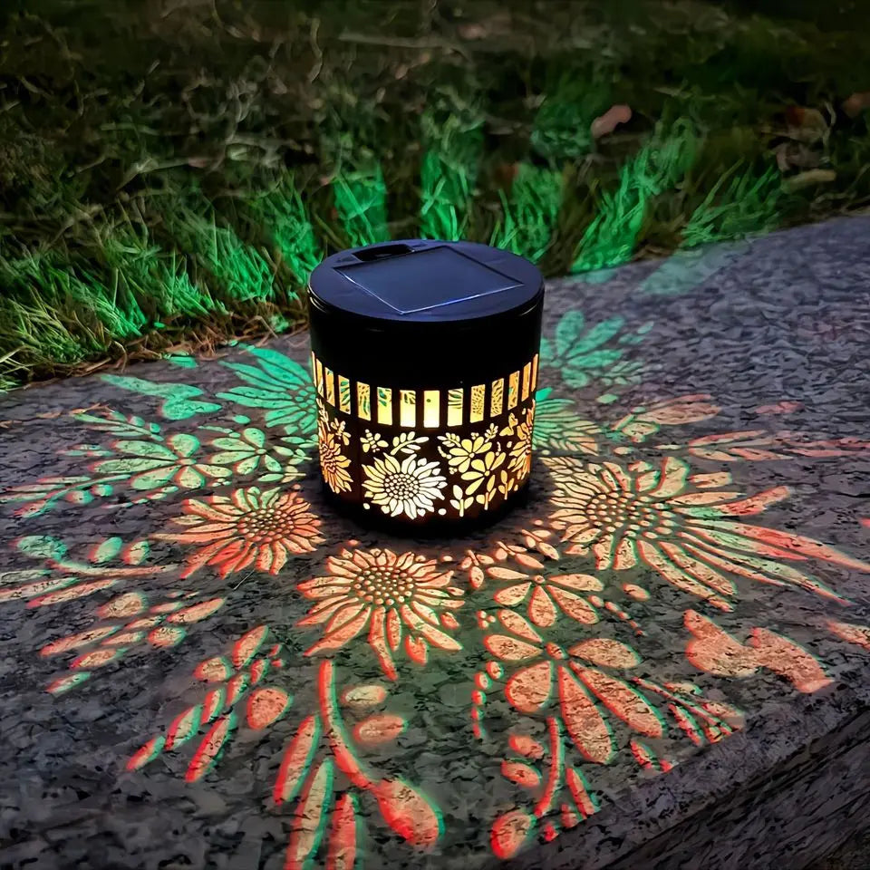 Solar Mandala Solros Projektor Vägglampa Utomhus Trädgårdsdekoration Landskapsbelysning för Uteplats Trädgård Gods Veranda Gård