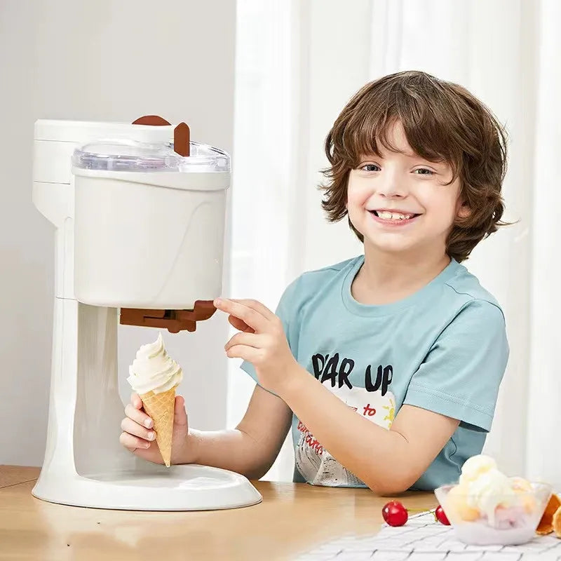 Mini Soft Ice Cream Machine – 1L Home Ice Cream Maker, Simple One-Button Operation, Makes ~8 Cones, CE Certified