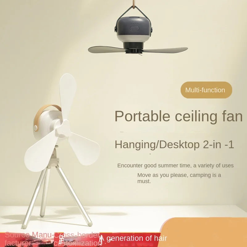 Portable Rechargeable Fan with LED Light & Remote