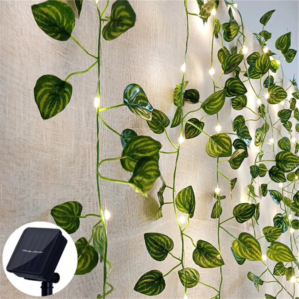 2/5/10M Solar Sunflower Light String Outdoor Fairy Lamp 8 Mode Artificial Plant Leaf for Wedding Camping Garden Fence Decoration