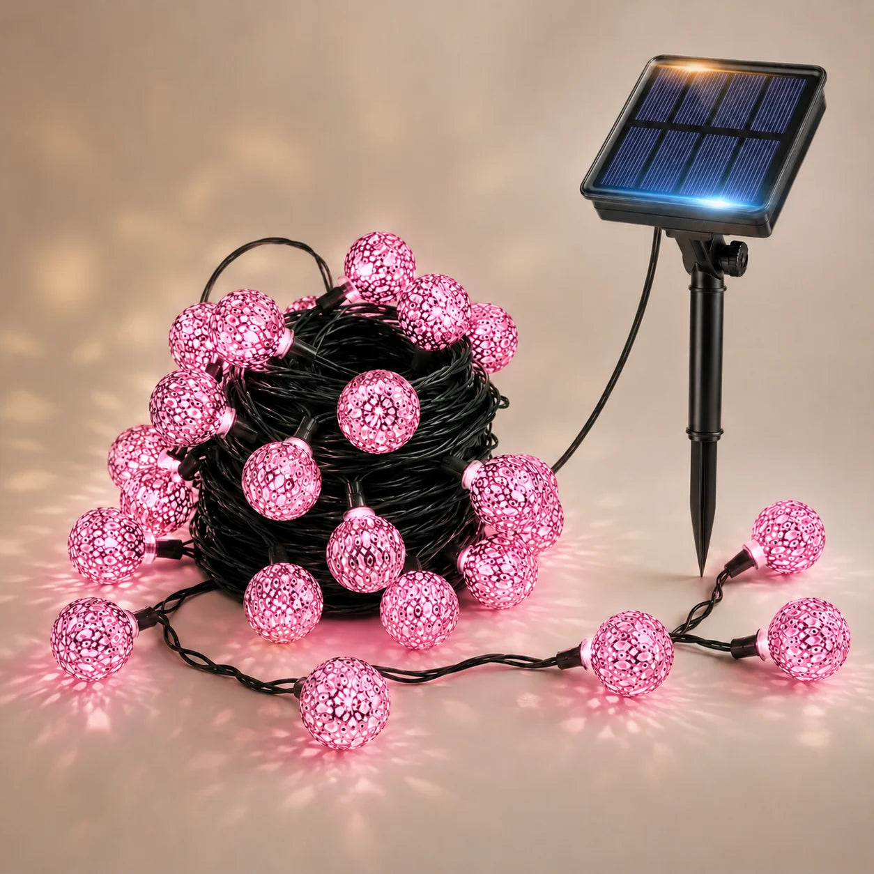 Solar String Lights Moroccan Globe Hollow Ball Fairy Lights Solar Powered 5M/6M 6 Colors for Garden Patio Party Xmas Decor
