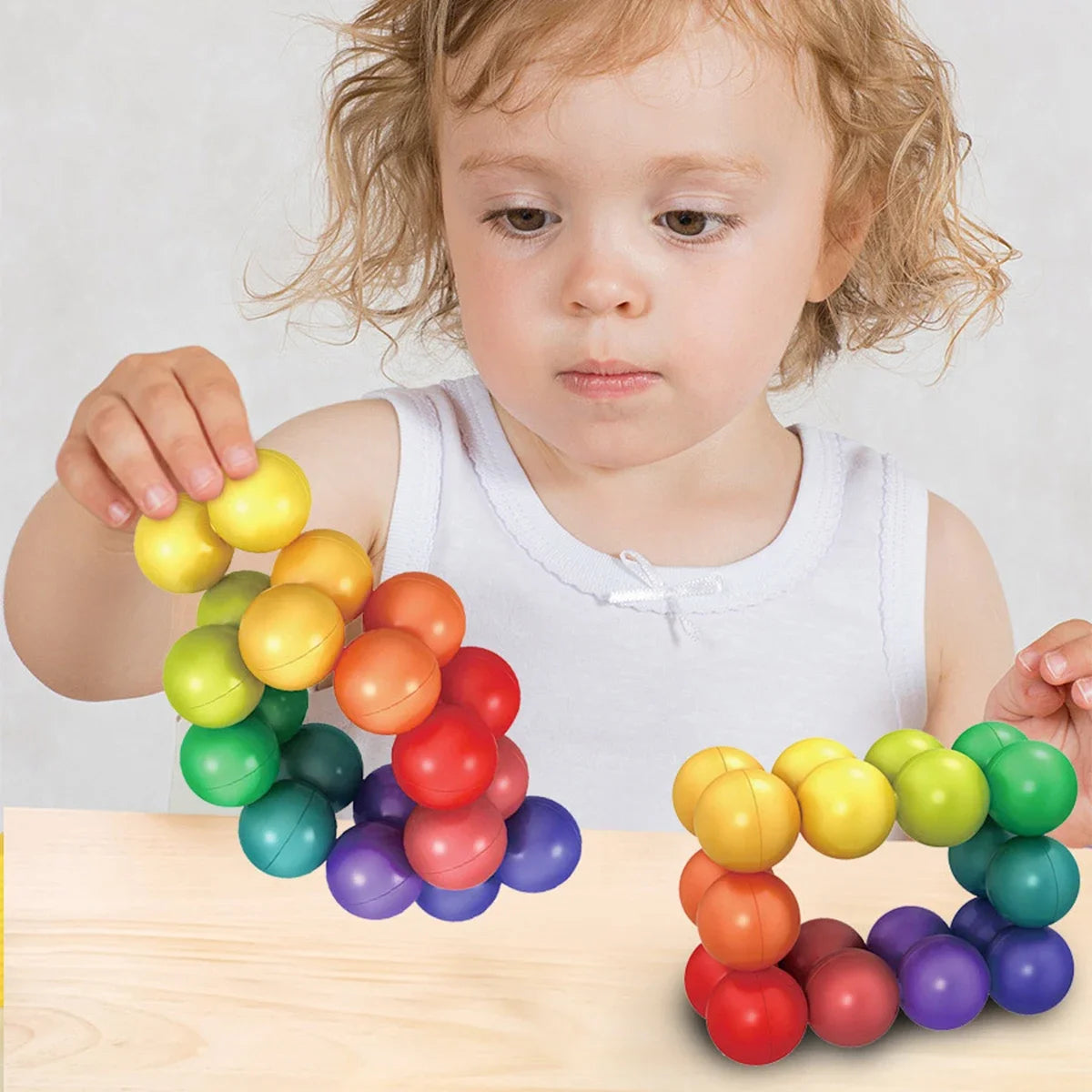 Rainbow Rotating Bead Fidget – Shape-Changing Design