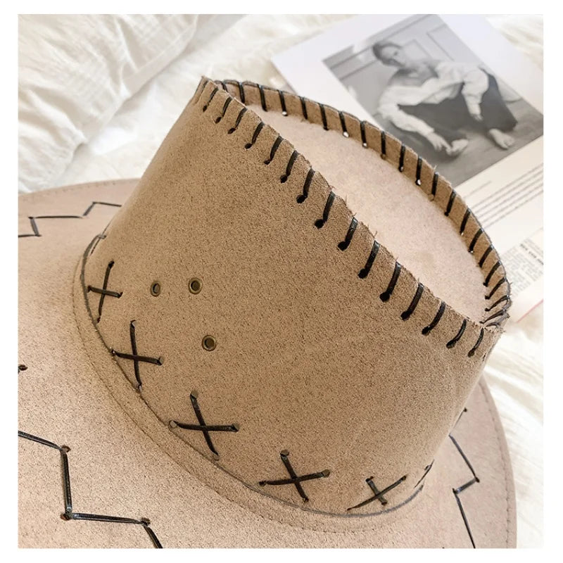 Western Cowboy Hat with Contrast Stitching