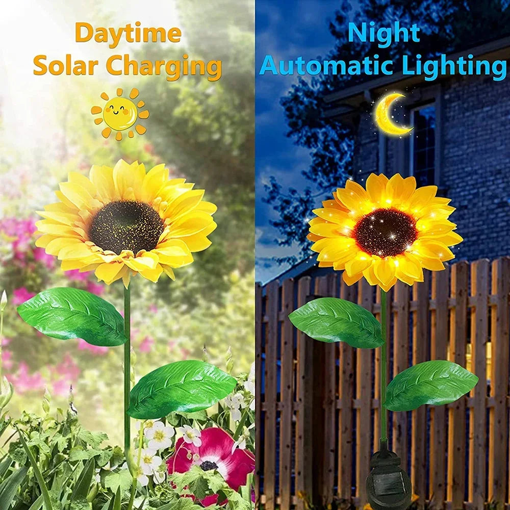 Outdoor Solar Sunflowers Smart Sense Garden Lights Yard Wedding Thanksgiving Decor Light Festival Decoration LED Lawn Light