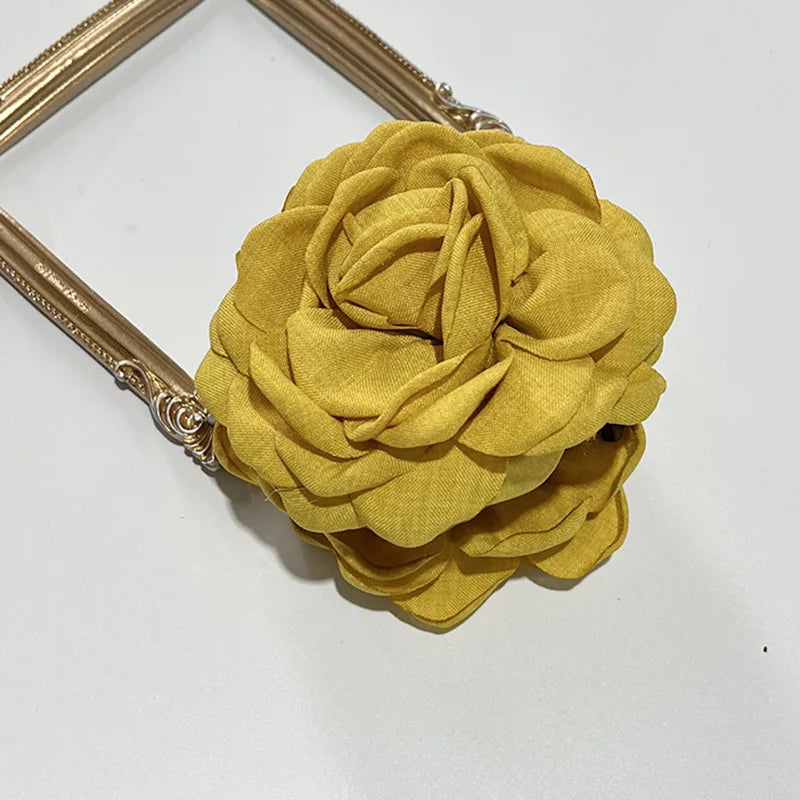 French Fabric Rose Hair Claw Clips – Floral Barrette for Women & Girls, All Seasons