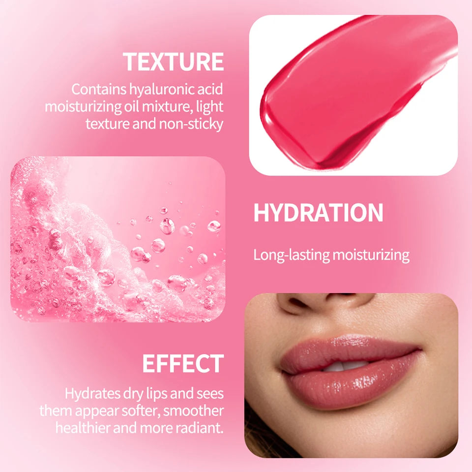 Lakerain Glow Lip Oil Balm Long Lasting Moisturizing Nourishing Daily Care Lip Balm Smooth-melt Softness Texture Natural Makeup