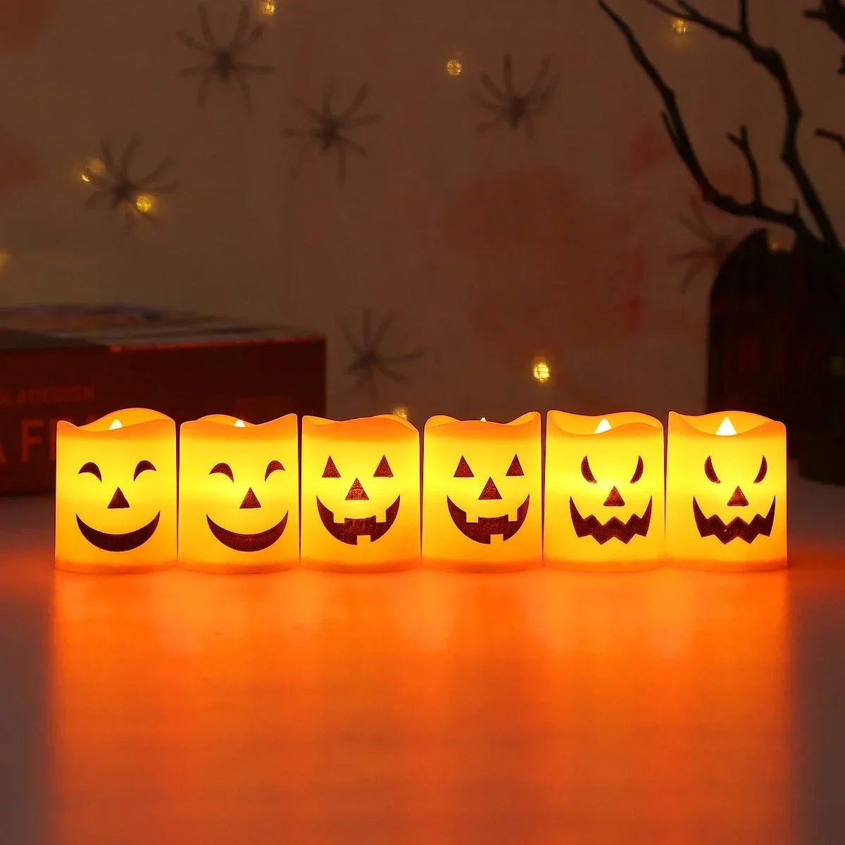 Halloween Jack-o’-Lantern LED Candles – 6-Piece Set