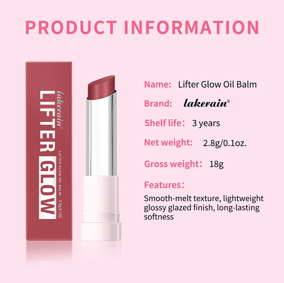 Lakerain Glow Lip Oil Balm Long Lasting Moisturizing Nourishing Daily Care Lip Balm Smooth-melt Softness Texture Natural Makeup