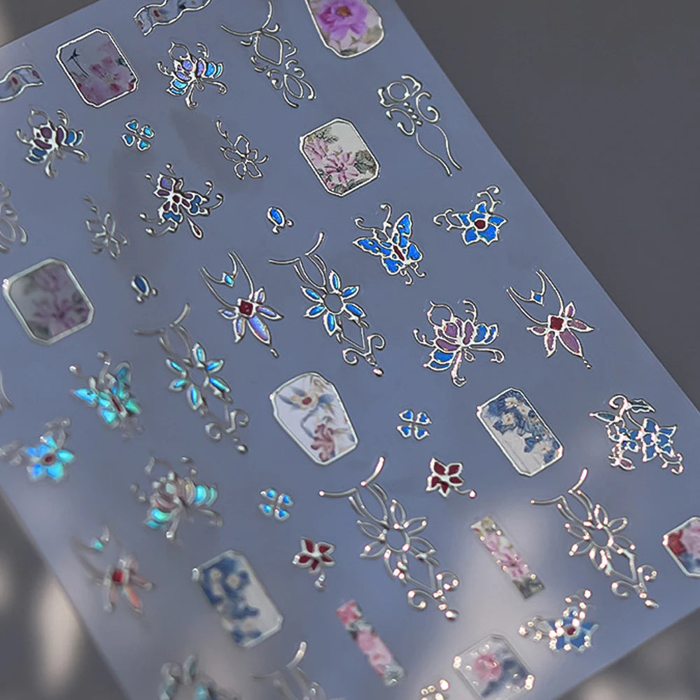 5D Luxury Nail Art Stickers – Gold Gemstone & Courtly Pattern Manicure Decals