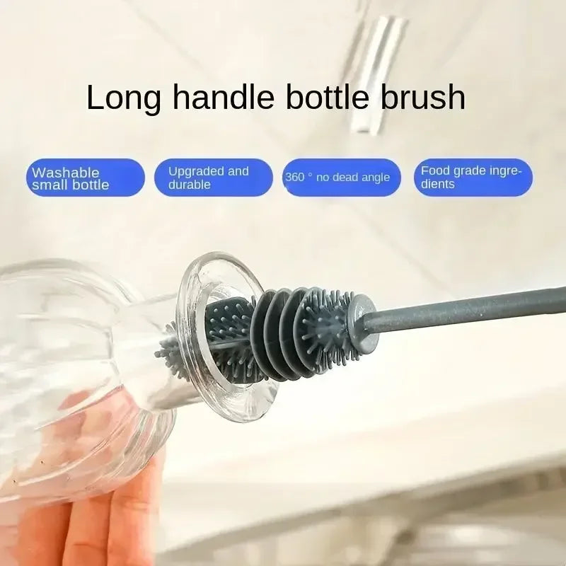 Long-Handle Silicone Bottle & Cup Cleaning Brush