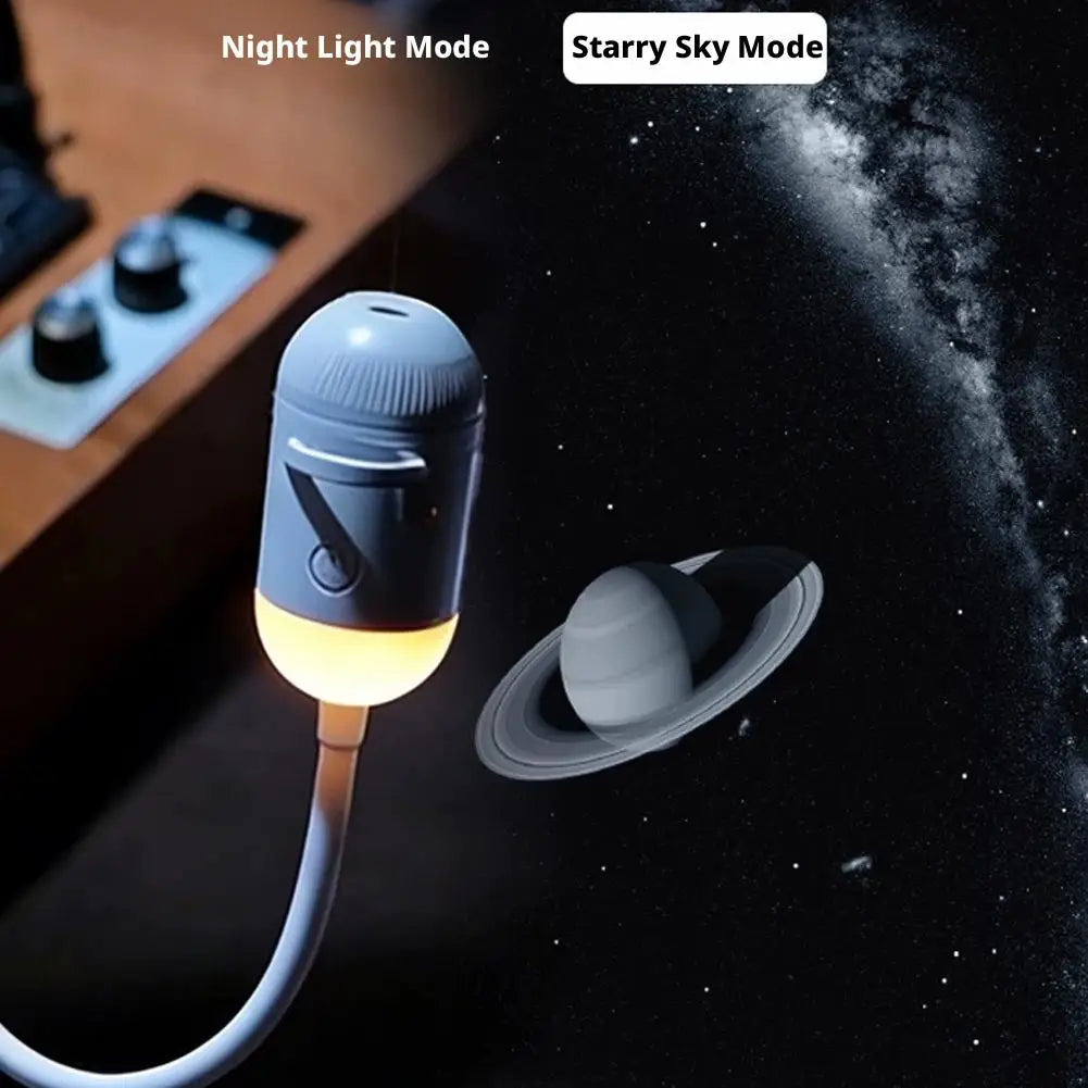USB galaxy Projector Night Light 2-in-1 Mini Galaxy 360° Rotate LED Starry Sky Ambient Lamp For Party Home Saturn Decoration