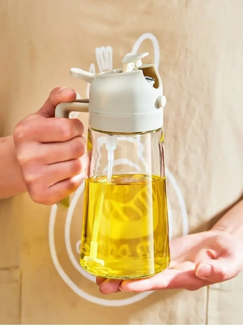 2-in-1 Cooking Oil Sprayer & Pourer – Bottle or Brush Options