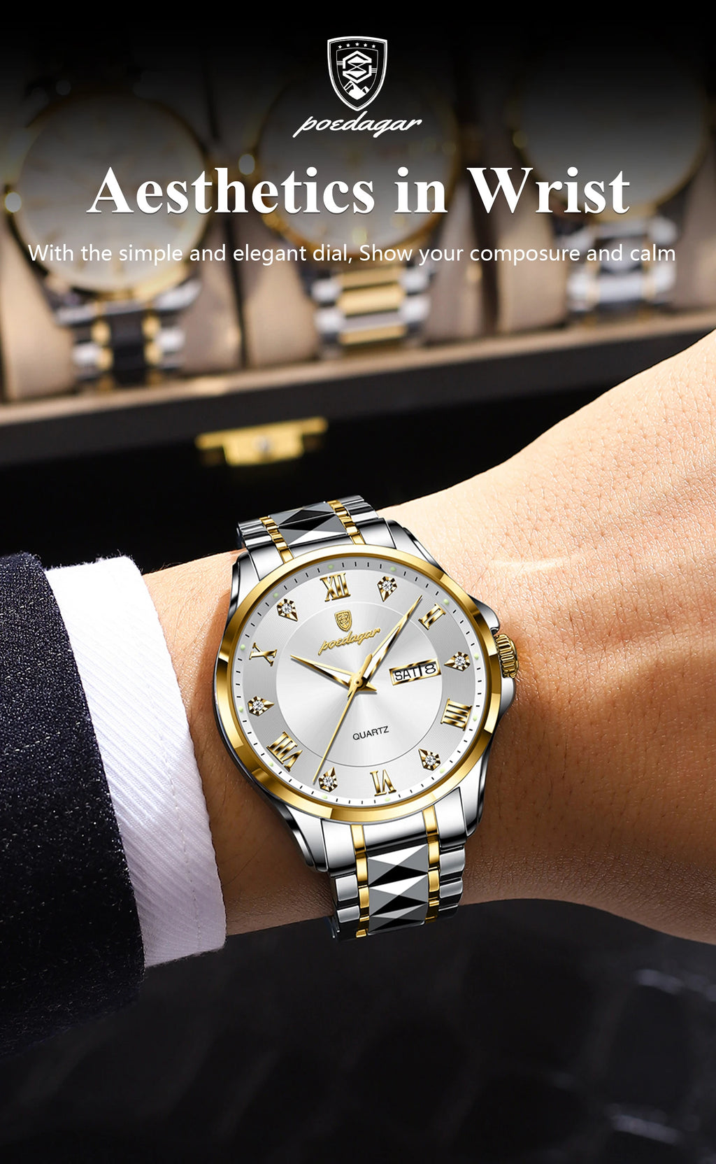 POEDAGAR 883 Men’s Day-Date Quartz Watch