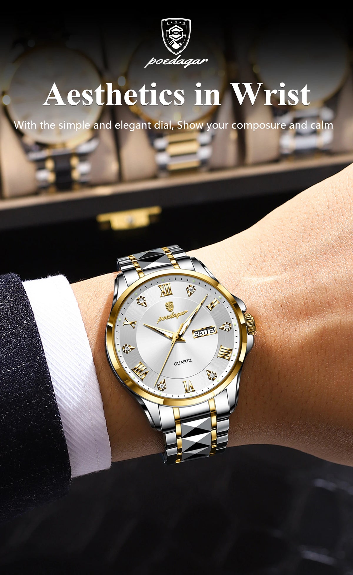 POEDAGAR 883 Men’s Day-Date Quartz Watch