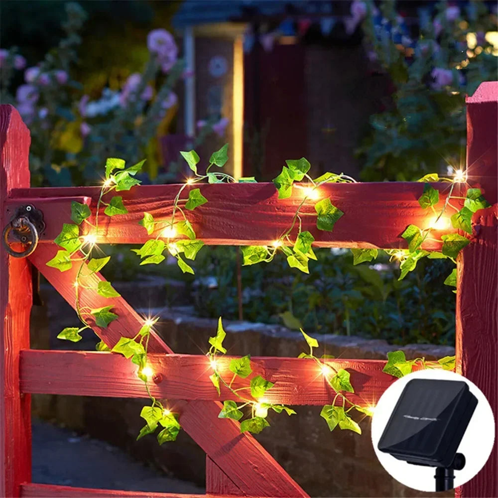 2/5/10M Solar Sunflower Light String Outdoor Fairy Lamp 8 Mode Artificial Plant Leaf for Wedding Camping Garden Fence Decoration