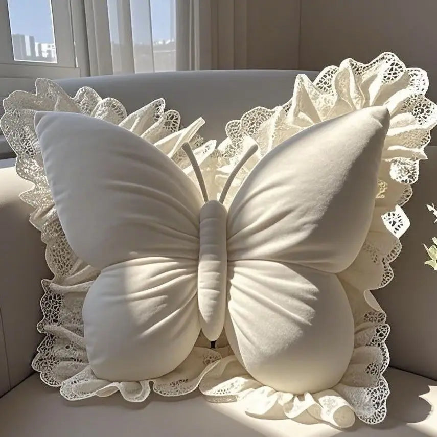 Butterfly Bow Princess Office Pillow Polyester Cotton Filled Cute Sofa Cushion for Bedroom Living Room Car Home Garden Decor