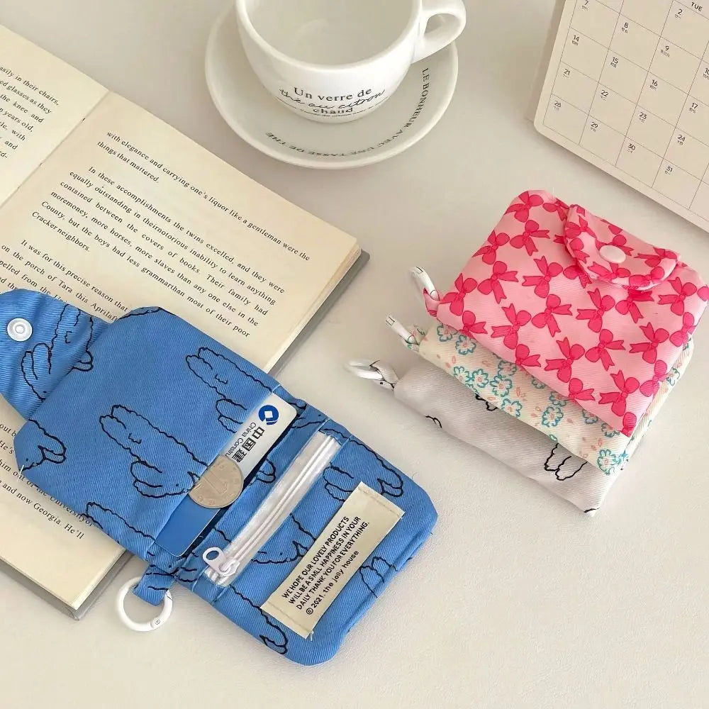 Mini Floral Coin Purse – Snap Card Holder with Key Ring, 4 Prints
