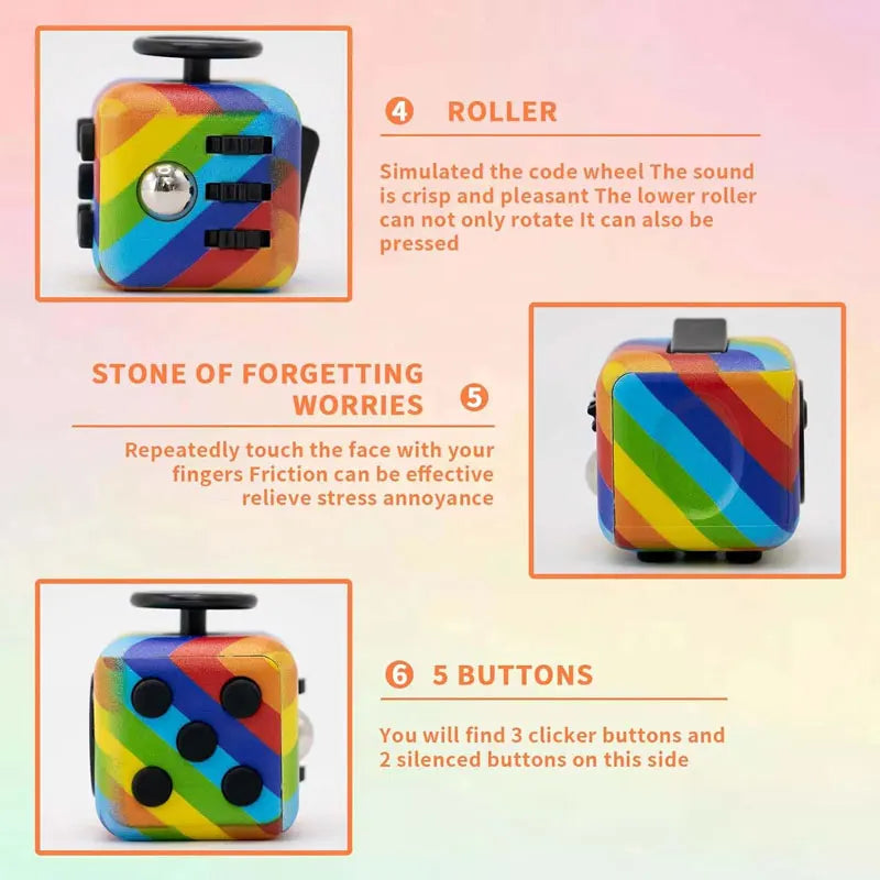 Fidget Cube Antistress Toy 8 Models 3.4cm 40g Hand Spinner Decompression Tool for Autism ADHD Anxiety Stress Relief Kids Adults