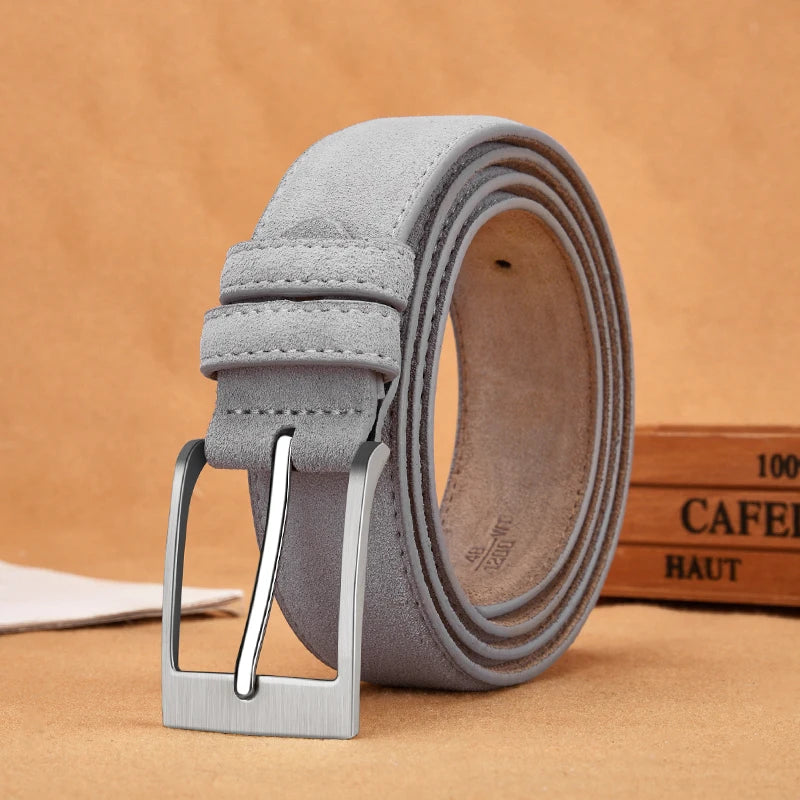 Suede-Look Casual Belt with Classic Pin Buckle