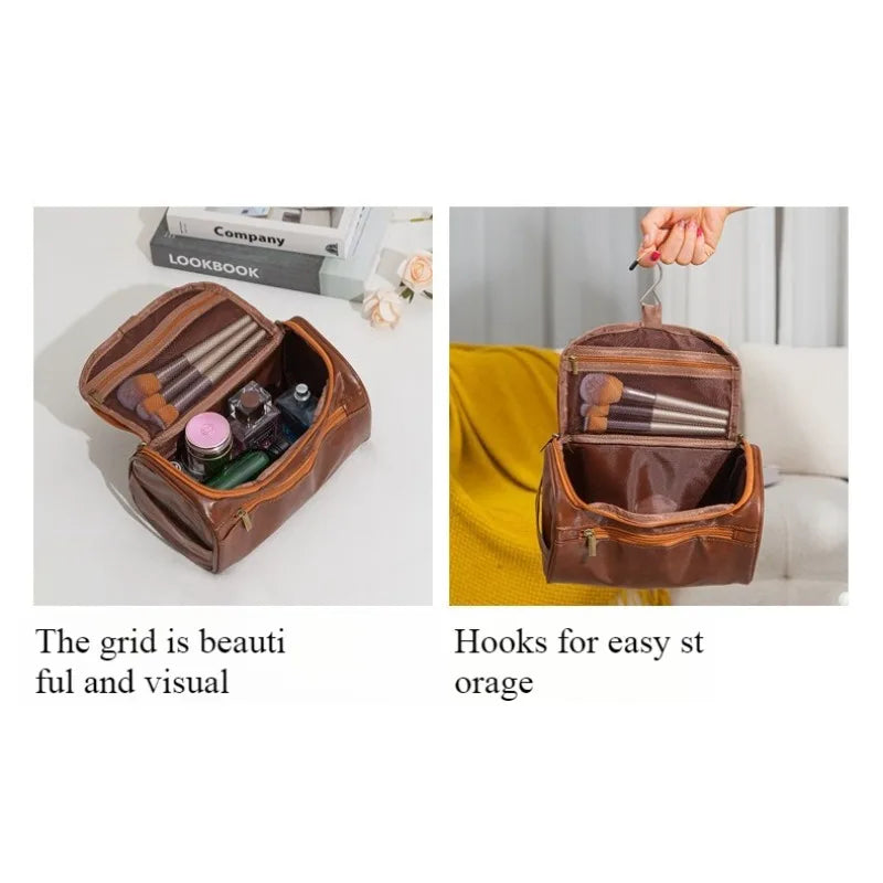 Faux Leather Travel Toiletry Bag