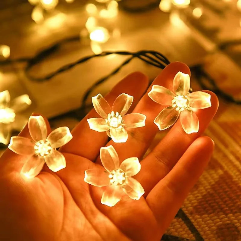 20/50/100Leds Solar String Lights Cherry Flower Fairy Lamp Waterproof Outdoor Garden Party Tree Decoration