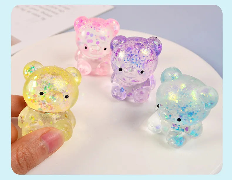 Fidget Bear Toy Squishys Glitter Gummy Bear Small Cute Animal Anti Stress Fidget Splat Decompressions Vent Squeeze Toys