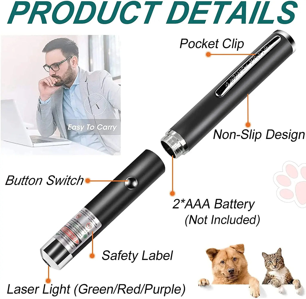 (Do not provide batteries) Green Red Laser Pointer Teaching Tool Pet Automatic Cat Toys Laser Focus Lazer Pen Combination