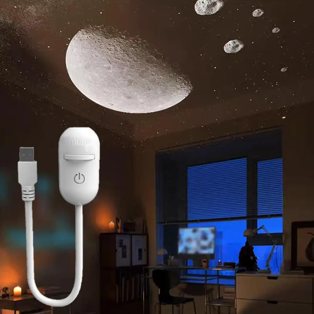 USB galaxy Projector Night Light 2-in-1 Mini Galaxy 360° Rotate LED Starry Sky Ambient Lamp For Party Home Saturn Decoration