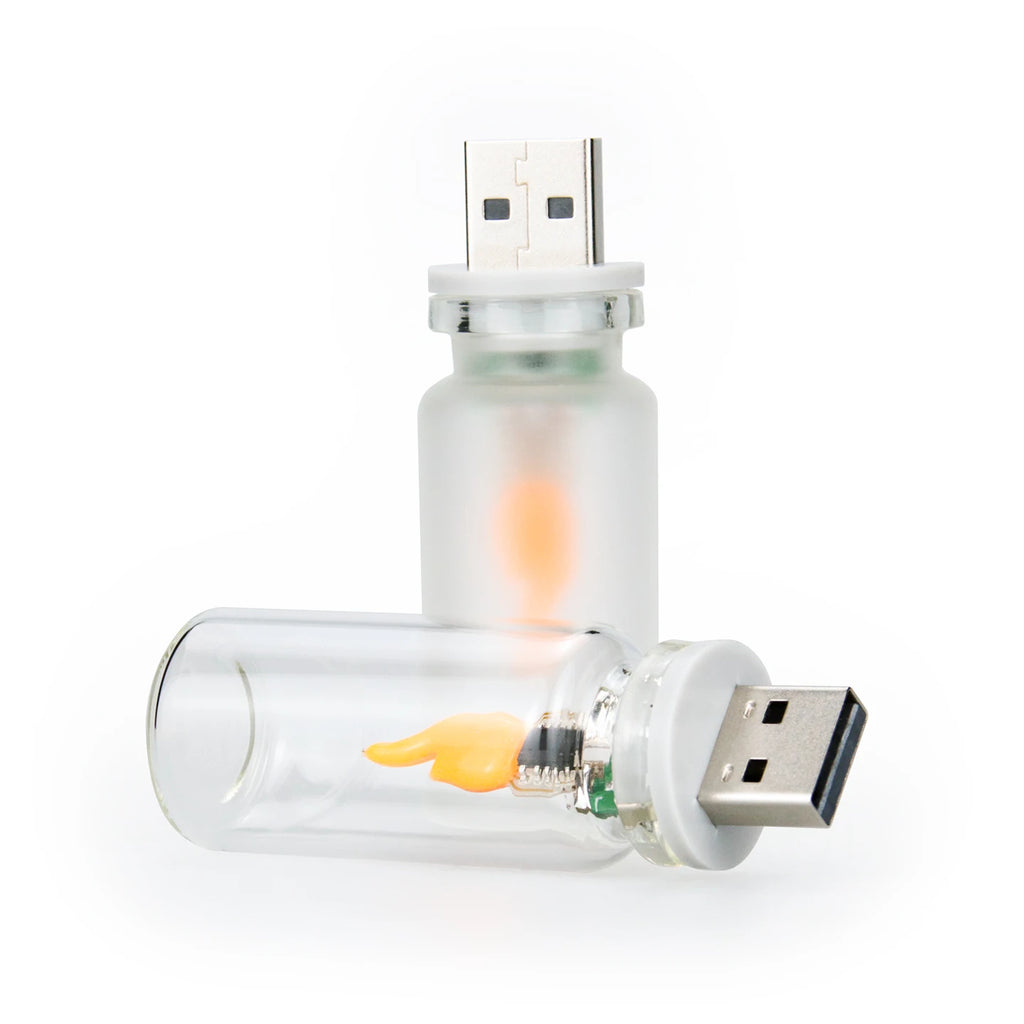 USB Flickering Flame LED Night Light – Clear or Frosted Glass
