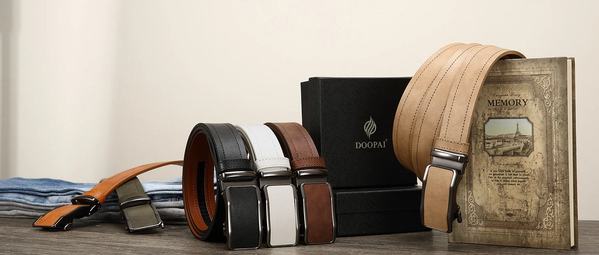 DOOPAI Men’s Automatic Buckle Faux Leather Belt