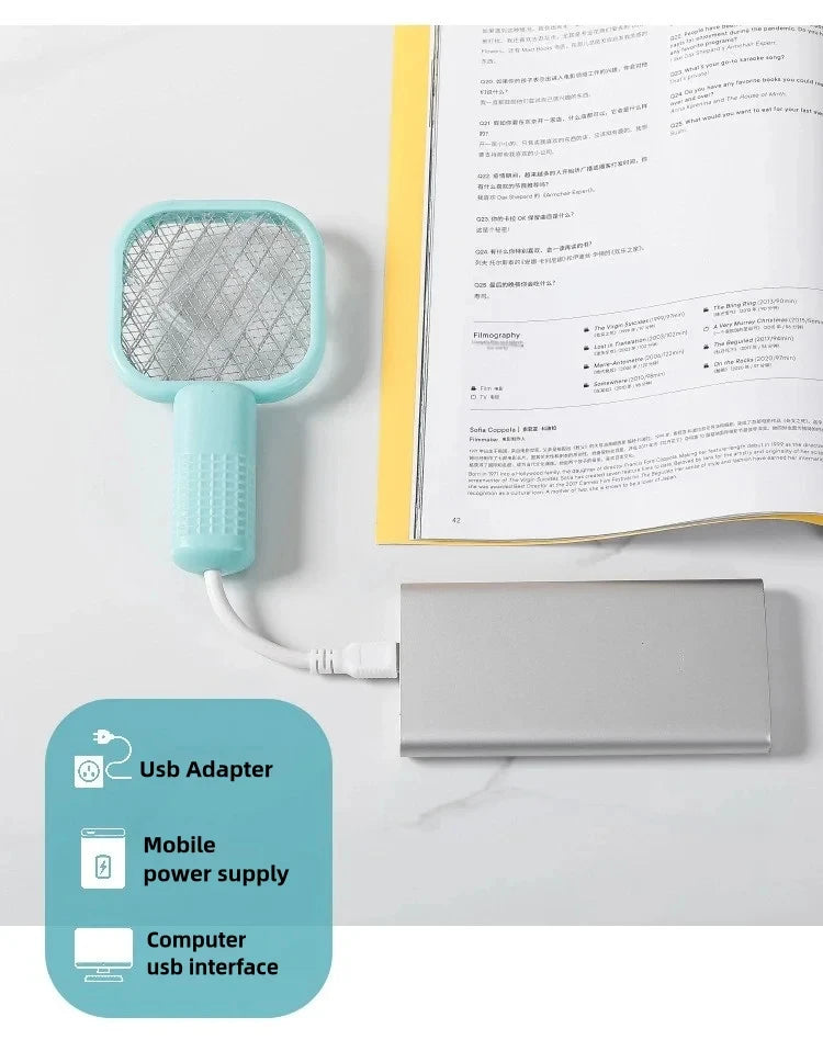 Mosquito Swatter Trap Mini USB UV Light Pest Control Electric Shock Mosquito Killer Lamp Portable Fly Bug Zapper Summer