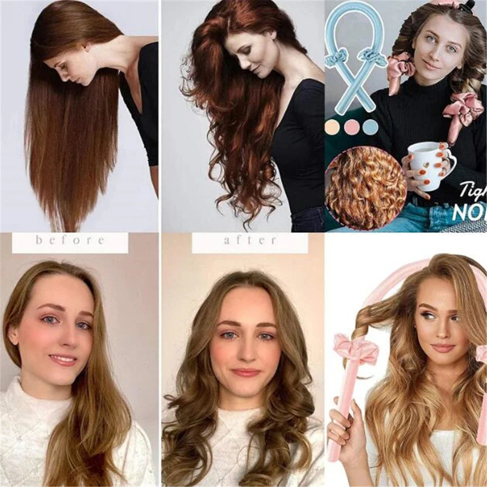 Heatless Curling Rod Headband – No-Heat Silk Ribbon Hair Roller for Overnight Curls, All Hair Types