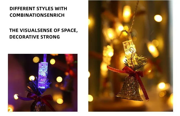 1pc 1.5M10L Photo Clips String Lights Christmas Fairy Lights Battery-operated Garland Hanging Picture Cards Holder Holiday Lamp