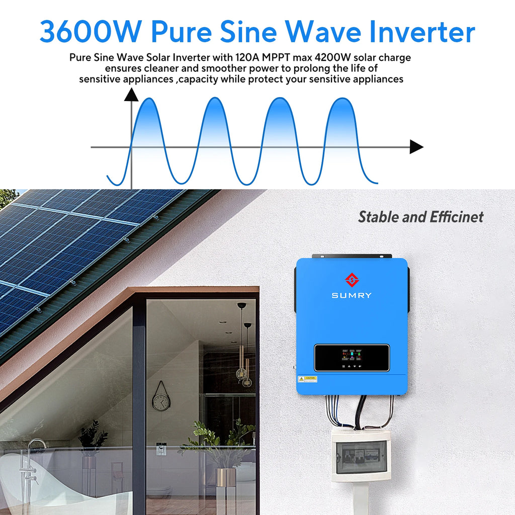 SUMRY 3.6kW Hybrid Solar Inverter, 24V, Dual Output