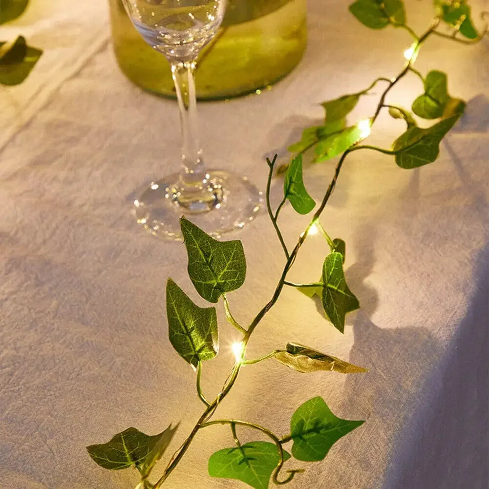 Solar String Light Artificial Leaf Flower Light Garland Decoration Outdoor Room Curtain Lamp Wedding Party Garden Solar Light