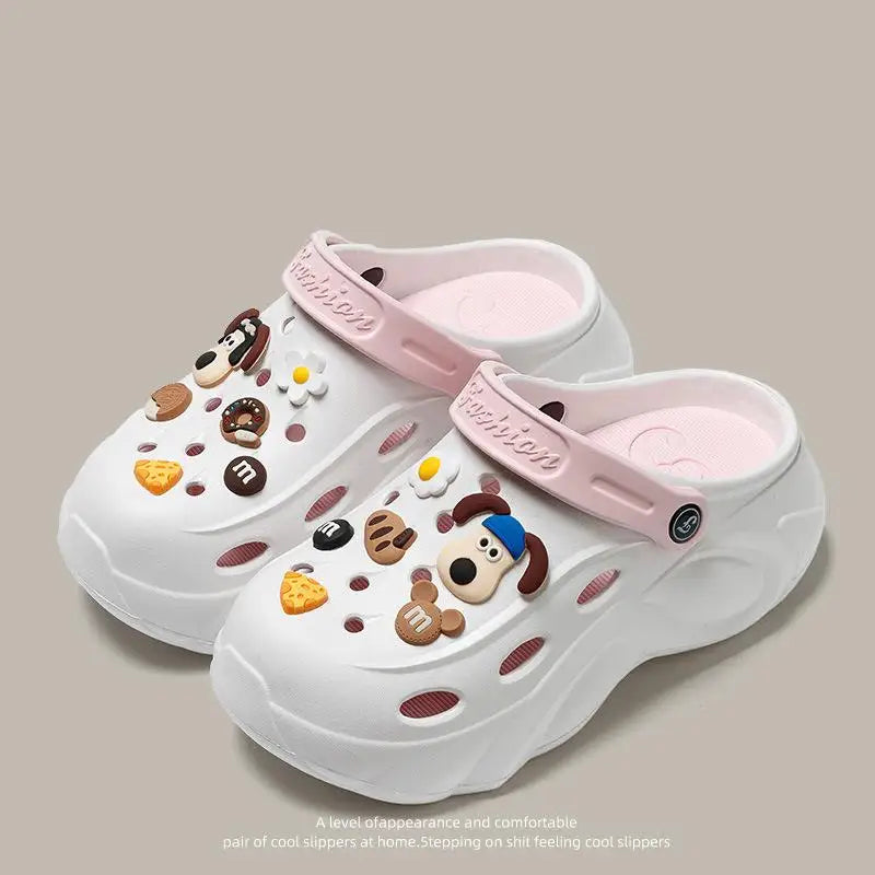 Luxus DIY Perlenkette Rutschfeste Clogs Damen Sommer 2026 Komfort Plateau Slip On Sandalen EVA Dicke Sohle Outdoor Hausschuhe
