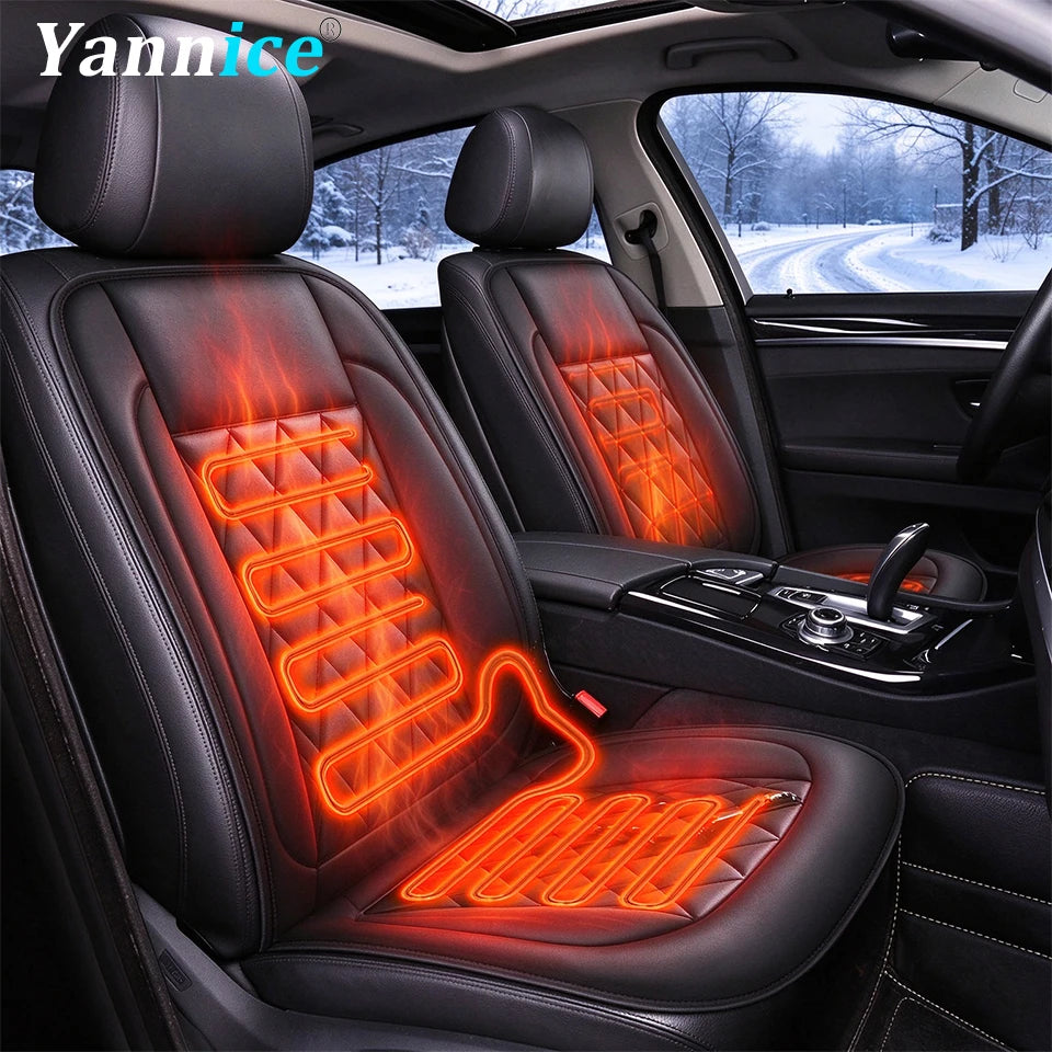 12V Heated Car Seat Cushion – Quilted, 2 Heat Settings