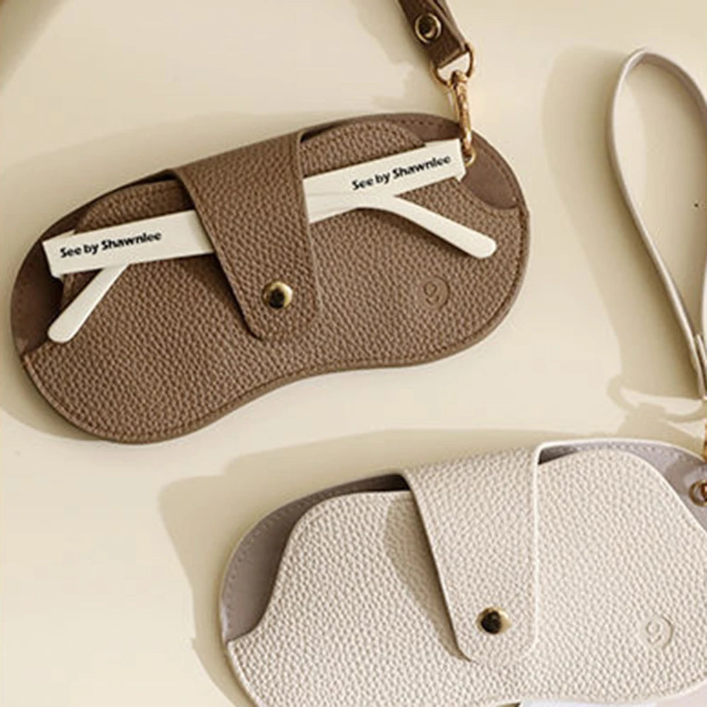 Textured Faux Leather Glasses Pouch with Carry Handle