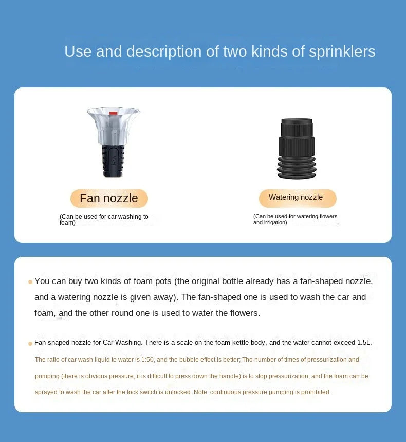 2L Handheld Foam Sprayer for Car High Pressure Hand Pump  With Pressure Relief Valve Car Wash Spray Bottle Window Cleaning Tools