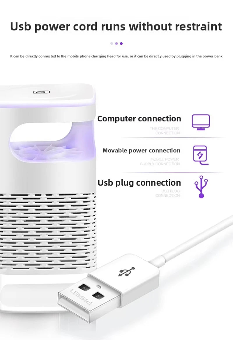 Mosquito Killer Lamp Electronic LED Light Trap USB Fly Bug Mosquito Repeller Upgraded Inhalation Fly Killer Ultra Quiet for Home