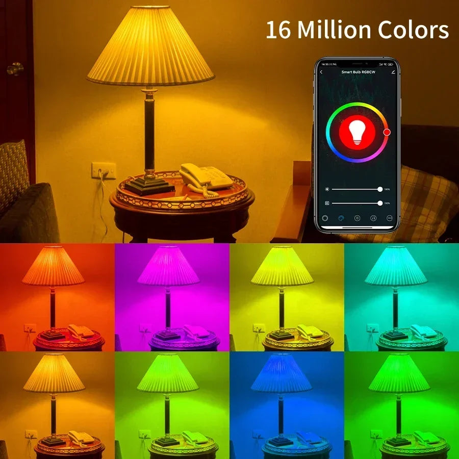 Tuya RGB LED Light Bulbs Smart WiFi E27 Smart Lamp 220V 110V 10W 15W 20W  Lamp Smart Life APP Google Assisatnt Voice Control